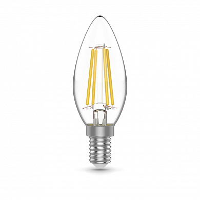 Лампа светодиодная филаментная Gauss E14 4,5W 2700К прозрачная 1031115