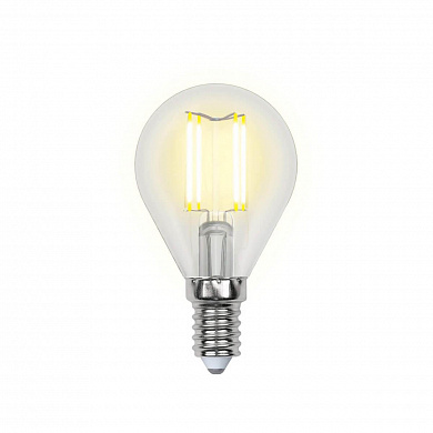 Лампа светодиодная филаментная Uniel E14 6W 3000K прозрачная LED-G45-6W/WW/E14/CL UL-00000197
