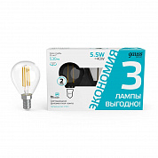 Лампа cветодиодная Gauss E14 5,5W 4100K прозрачная 3 шт. 1051126T