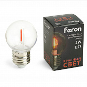Лампа светодиодная Feron E27 2W красный прозрачная LB-383 48933