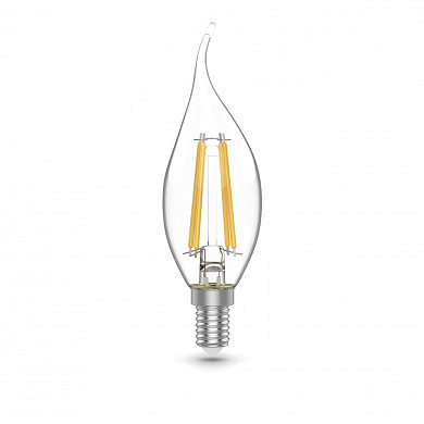 Лампа светодиодная филаментная Gauss E14 4,5W 4100К прозрачная 1041125