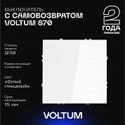 Выключатель с самовозвратом встраиваемый Voltum S70 одноклавишный 10А, (белый глянцевый) VLS010601