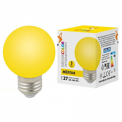 Лампа светодиодная Volpe E27 3W желтая LED-G60-3W/Yellow/E27/FR/С UL-00006961