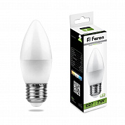 Лампа светодиодная Feron E27 7W 4000K Свеча Матовая LB-97 25759