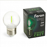 Лампа светодиодная Feron E27 2W зеленый прозрачная LB-383 48935